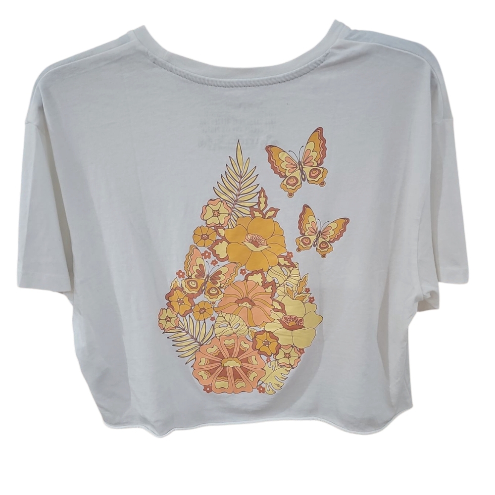 The Volcom Womens Sun Keep Trim T-Shirt in White  Sz M  NWT - Picture 4 of 9